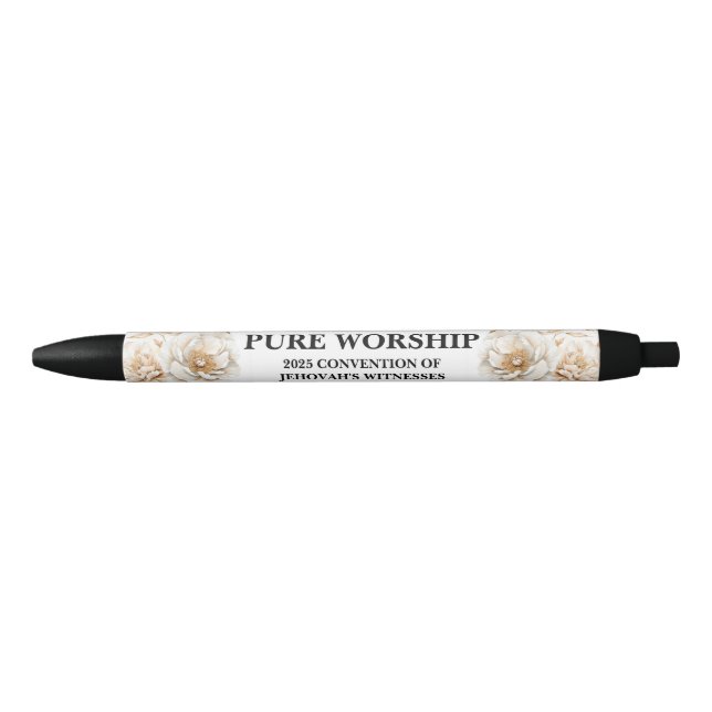 Personalized Pure Worship 2025 JW Convention Black Ink Pen (Front)