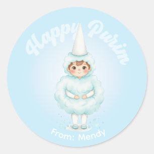 Personalized Purim Sticker – Blue Cotton Candy