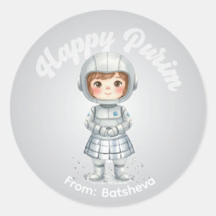 Personalized Purim Sticker – Robot Theme