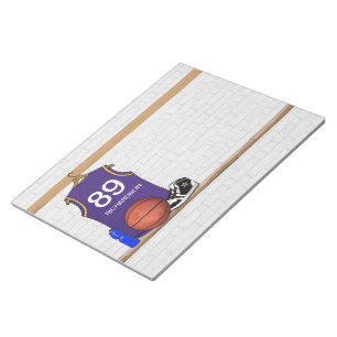 Personalized Purp Basketball Jersey 11x8.5 notepad