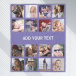 Personalized Purple 16 Photo Collage Fleece Blanket<br><div class="desc">Personalized photo gift fleecy blanket featuring a purple background that can be changed to any colour,  16 pictures of your choice,  and a simple text template.</div>