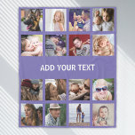 Personalized Purple 16 Photo Collage Fleece Blanket<br><div class="desc">Cherish your memories in the coziest way possible with our personalized photo gift fleecy blanket. The blanket features a customizable purple background, 16 spots for your chosen snapshots, and a simple text template for a heartwarming message. Offering unmatched comfort and a personal touch, it’s not just a blanket but a...</div>