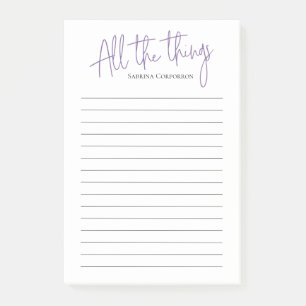 Personalized Purple All the Things to do list Post-it Notes
