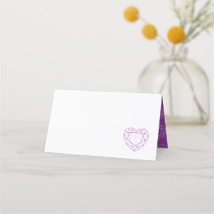 Personalized purple amethyst heart place guest card