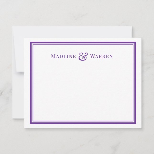 Personalized Purple Ampersand Flat Note Card (Front)