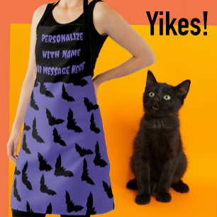 Personalized Purple and Black Bat Halloween  Apron