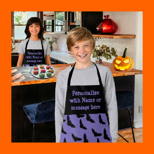 Personalized Purple and Black Bat Halloween  Apron