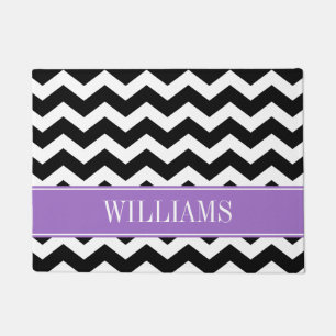 Personalized Purple and Black Chevron Doormat