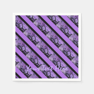 Personalized Purple and Black Striped Napkins