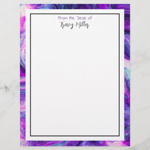 Personalized Purple and Blue Abstract Art Letterhead