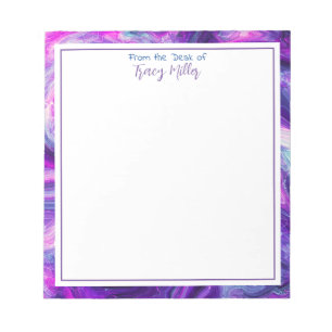Personalized Purple and Blue Abstract Art   Notepad