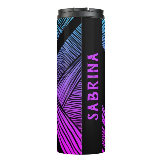 Personalized Purple and Blue Wave Thermal Tumbler (Back)