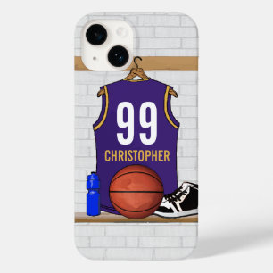 Personalized Purple and Gold Basketball Jersey Case-Mate iPhone 14 Case