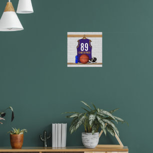Personalized Purple and Gold Basketball Jersey Poster