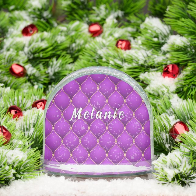 Personalized Purple and Gold Custom Name Snowglobe (Christmas)