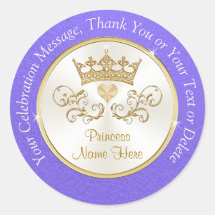 Personalized Purple and Gold Princess Stickers