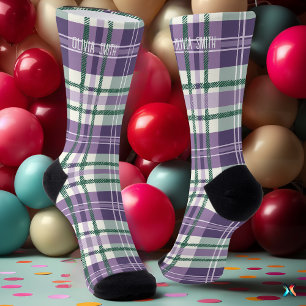 Personalized Purple and Green Tartan Plaid Custom Socks