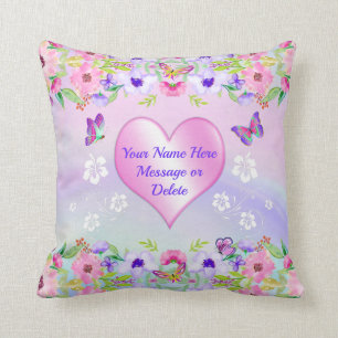 Personalized Purple and Pink Butterfly Pillow