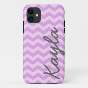 Personalized Purple and Pink Girly Chevron Pattern iPhone 11 Case