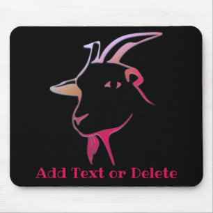 Personalized Purple and Pink Goat on black Mouse Pad