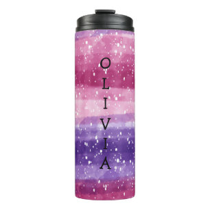 Personalized Purple and Pink Speckled Thermal Tumbler