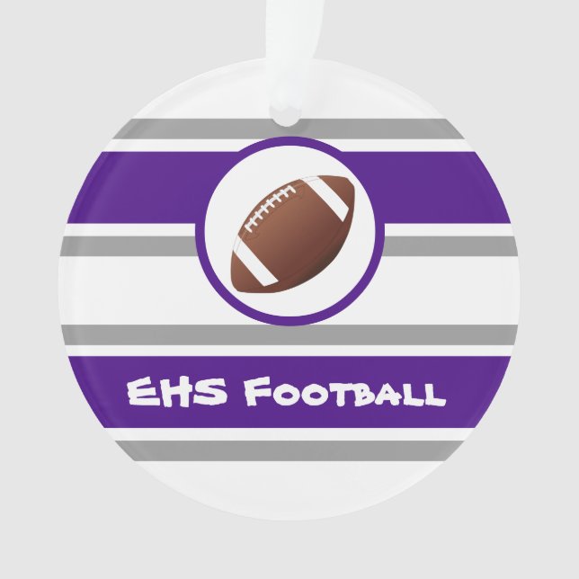 Personalized Purple and Sliver Football Ornament (Front)