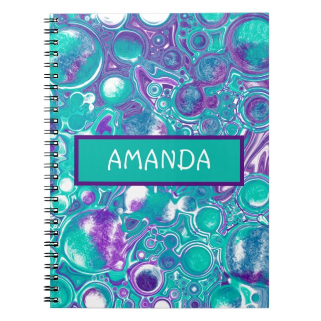 Personalized Purple and teal marble fluid art  Not Notebook (Front)