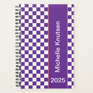Personalized purple and white Chequered 2025 Planner