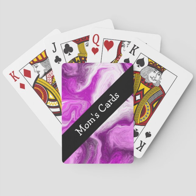 Personalized Purple and White Marble Swirls   Playing Cards (Back)