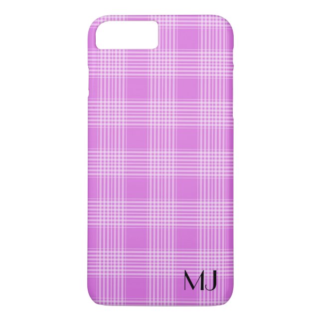 Personalized Purple and White Plaid Tartan Pattern Case-Mate iPhone Case (Back)