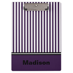 Personalized Purple and White Striped Clipboard