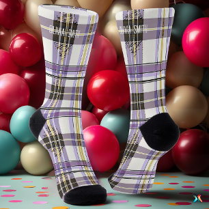 Personalized Purple and Yellow Tartan Plaid Custom Socks