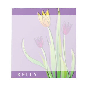 Personalized Purple and Yellow Tulips Bouquet Notepad