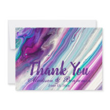 Personalized Purple Aqua Wedding Thank You Cards