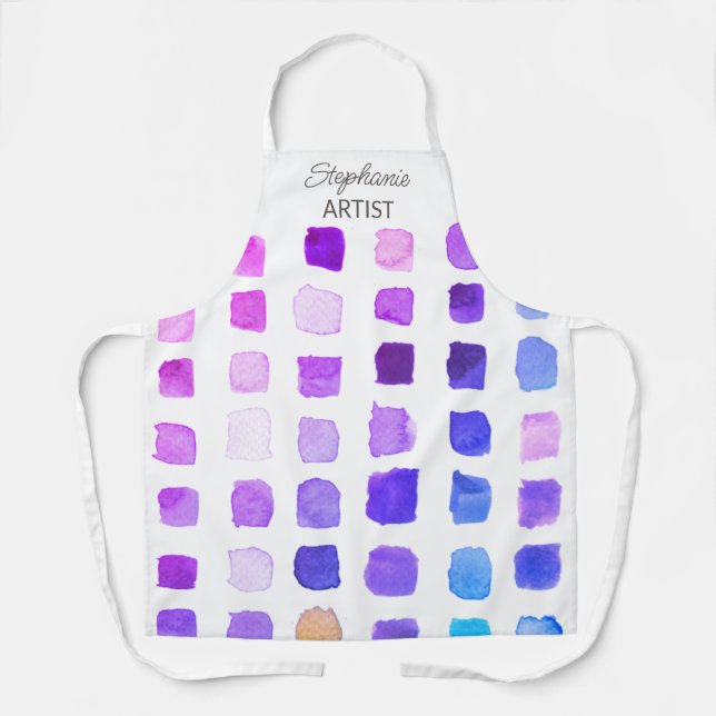 Personalized Purple Artist Apron (Front)