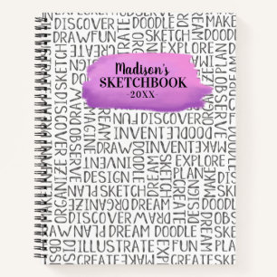 Personalized Purple Artist Sketchbook Notebook