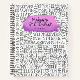 Personalized Purple Artist Sketchbook Notebook