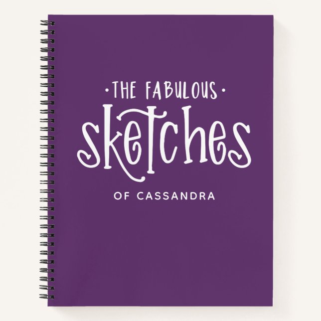 Personalized Purple Artist Sketchbook Notebook (Front)