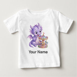 Personalized Purple Baby Dragon Magical Carousel T-Shirt