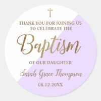 Personalized Purple Baby girl baptism thank you