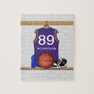 Personalized Purple Basketball Jersey Puzzle