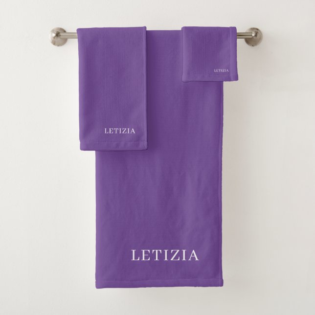 Personalized Purple Bath Towel Set (Insitu)