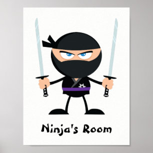 Personalized Purple Belt Ninja Warrior Two Katana Poster