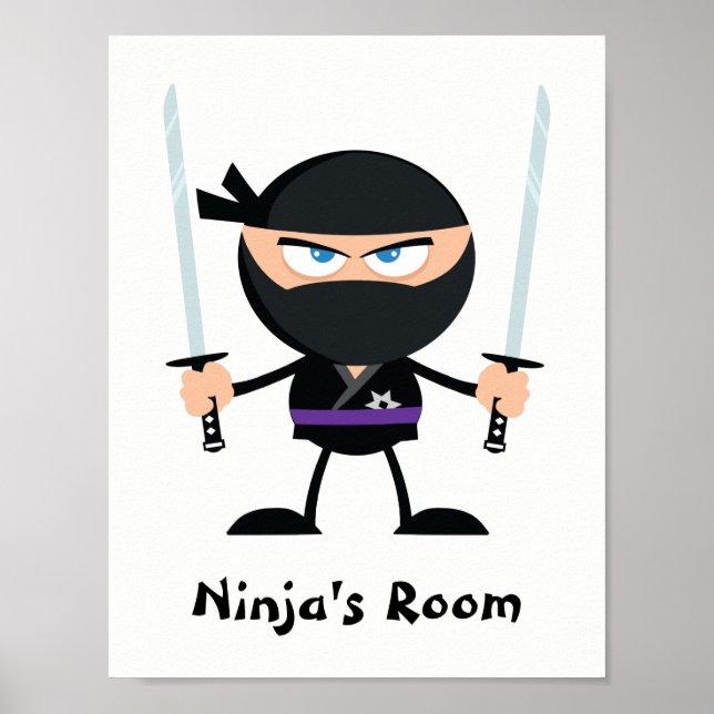 Personalized Purple Belt Ninja Warrior Two Katana Poster (Front)