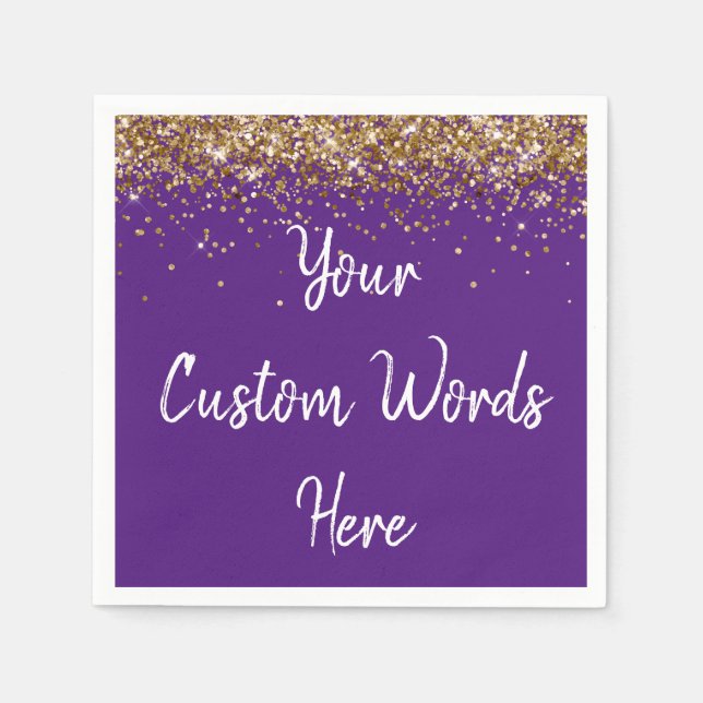 Personalized Purple Birthday Party Anniversary Uni Napkin (Front)