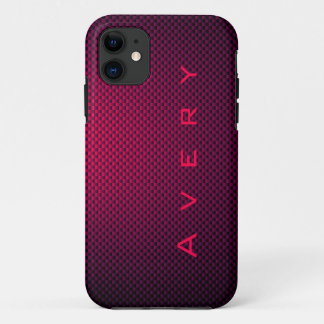Personalized Purple black carbon fibre patterned iPhone 11 Case