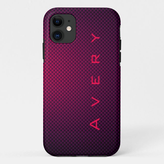 Personalized Purple black carbon fibre patterned Case-Mate iPhone Case (Back)