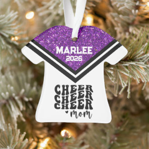 Personalized Purple & Black Cheer Mom Ornament