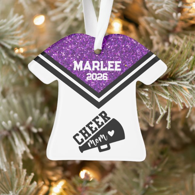 Personalized Purple & Black Cheer Mom Ornament  (Arbre)