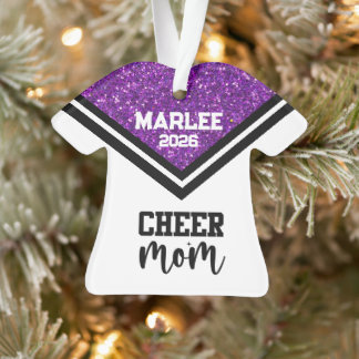 Personalized Purple & Black Cheer Mom Ornament 